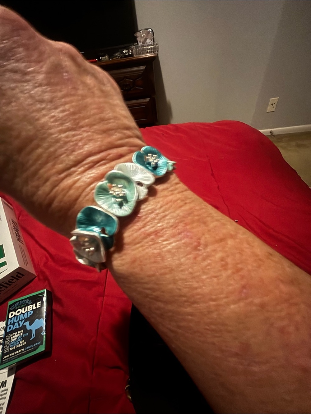 Turquoise and Silver Floral Bracelet